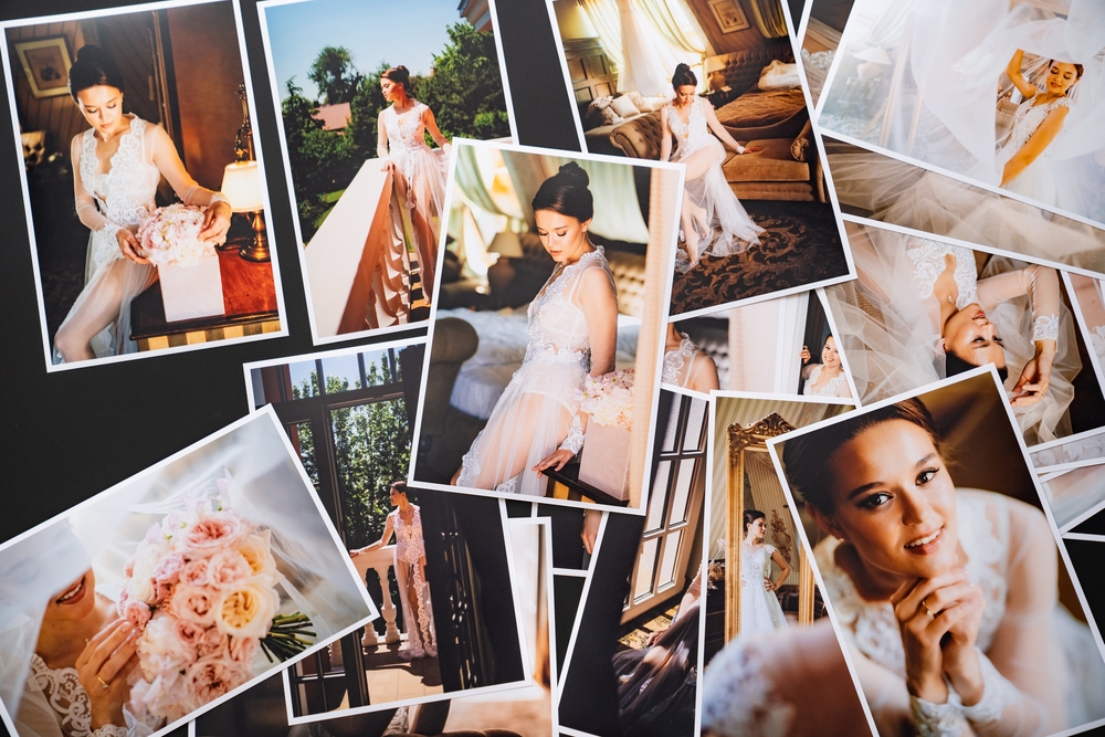 photo prints on table