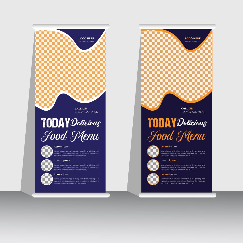 Custom designed pull-up roller banner printed for a business by Expresscopy Coulsdon Surrey